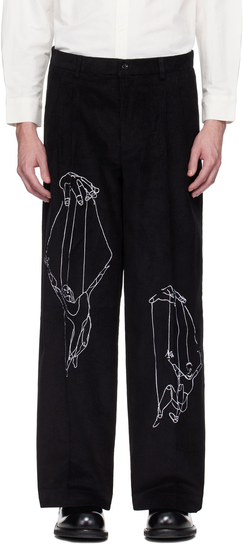 Nohavice KidSuper KidSuper String Puppets Corduroy Trousers Čierna | SS25-SUB-07