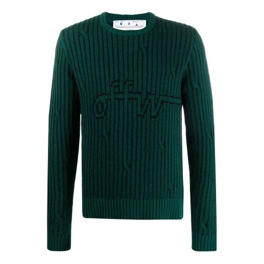 Sveter Off-White Off-White Logo Knit Sweater Zelené | OMHE043E20KNI0015700