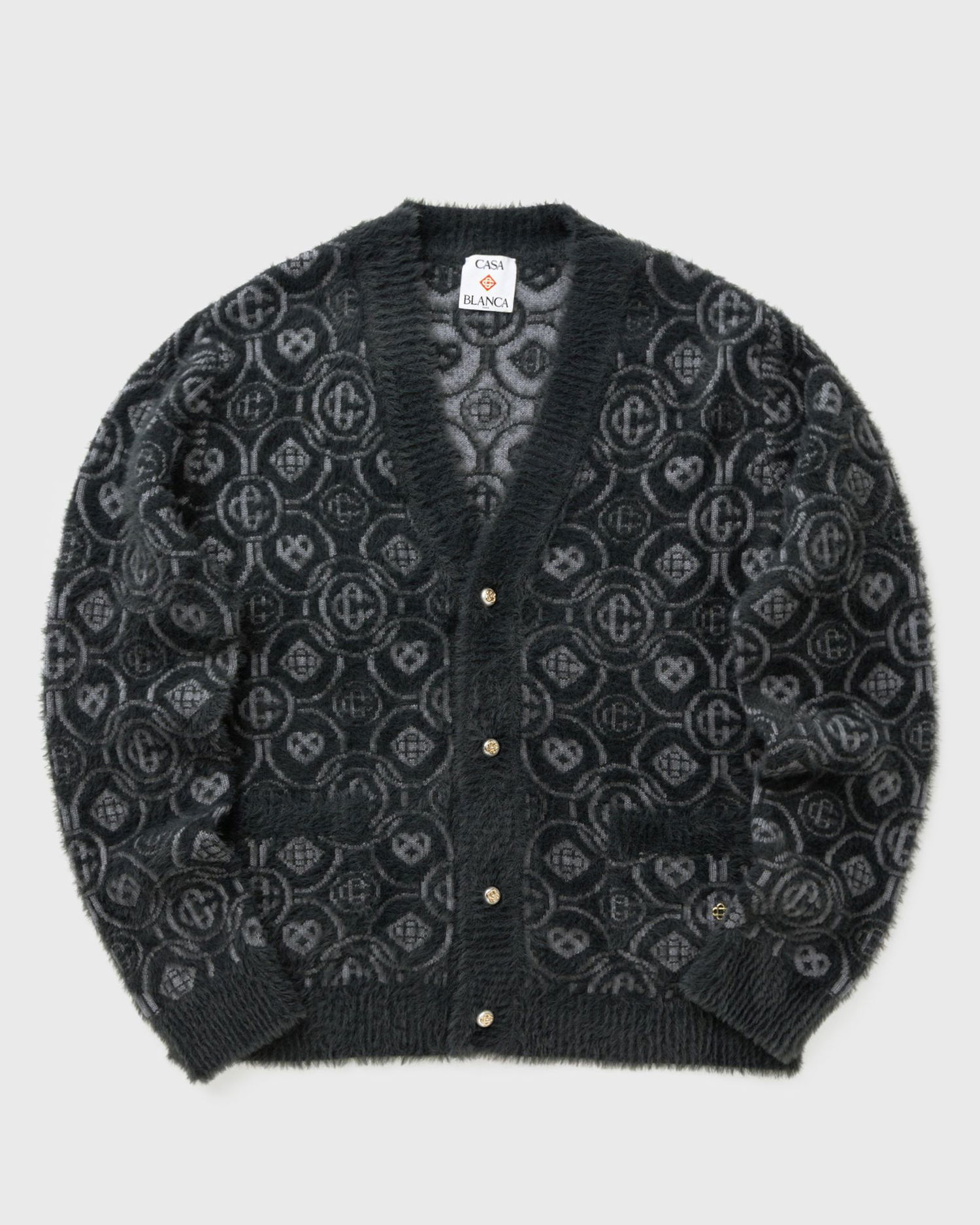 Sveter Casablanca Fluffy Monogram Jacquard Cardigan Čierna | M-AW25-KW-1094-01, 1