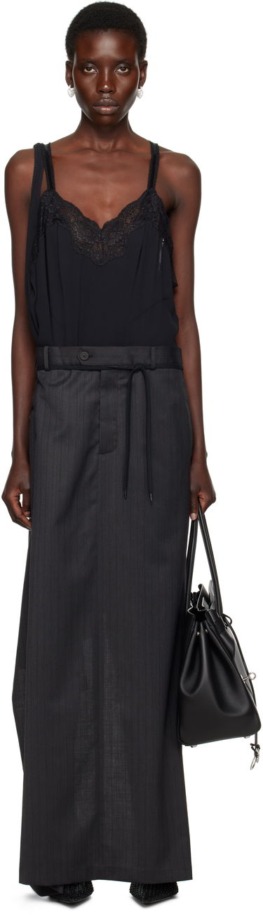 Sukňa Balenciaga Balenciaga Patched Slip Maxi Dress Čierna | 814348 TLO32, 0