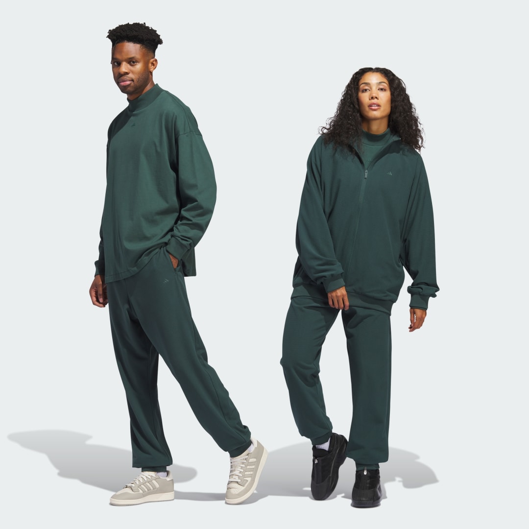 Nohavice a džínsy adidas Performance Basketball Brushed Zelené | IT2475, 1