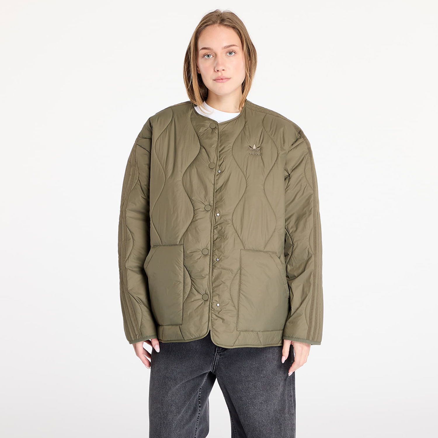 Bunda adidas Originals Quilted Liner Jacket Olive Strata Zelené | JJ4354, 0
