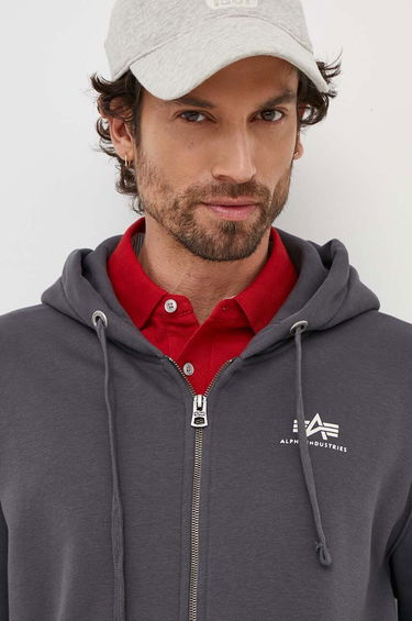 Mikina Alpha Industries Basic Full-Zip Hoodie Šedá | 118342.136, 3