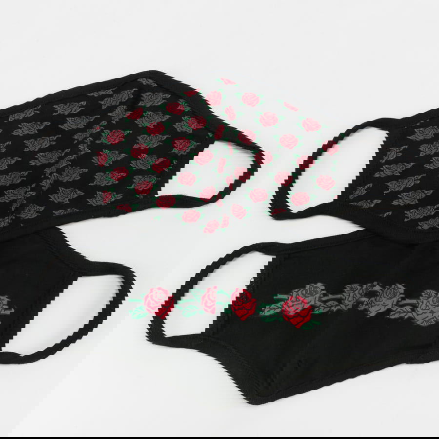 Oblečenie Urban Classics Roses Face Mask Čierna | MT1738, 0