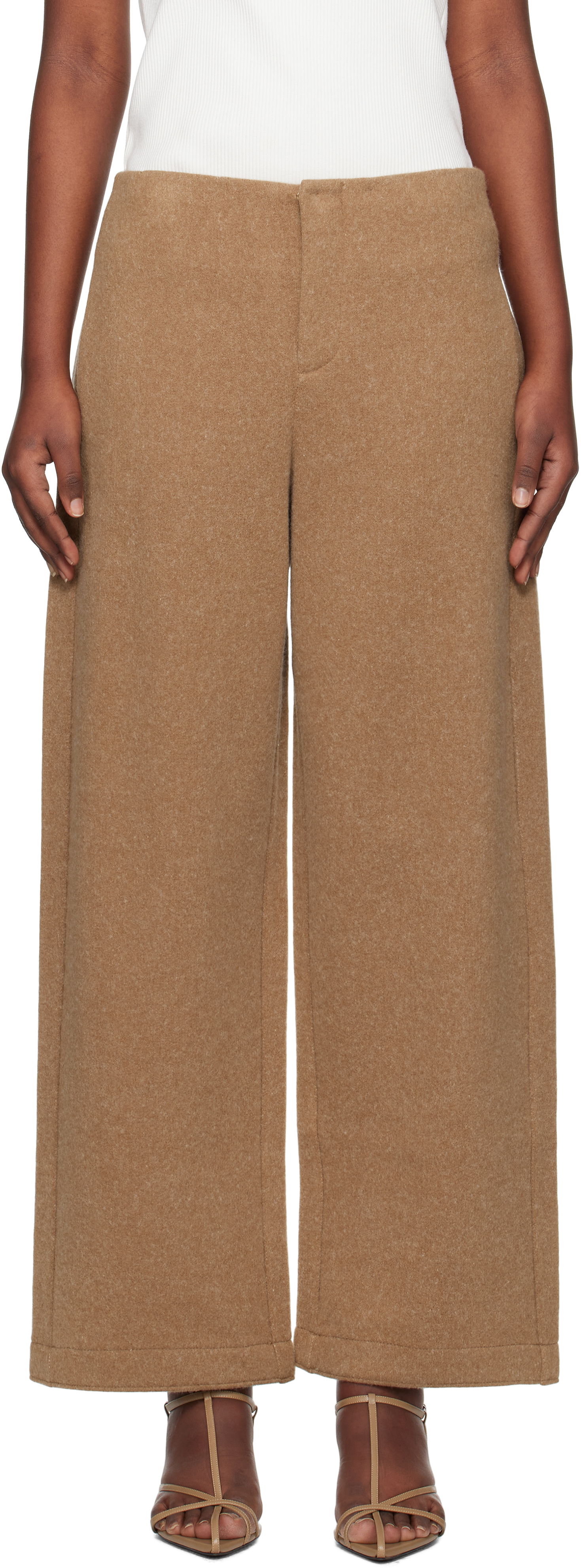 Nohavice Max Mara Max Mara Arca Wide-Leg Wool Trousers Hnedá | 2511781088600, 0