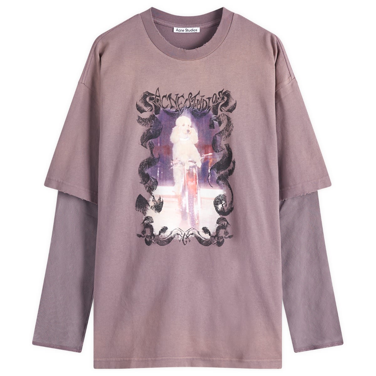 Tričko Acne Studios Acne Studios Edra Double Layer Poodle T-Shirt, Size L Fialová | AL0454-CJD, 1