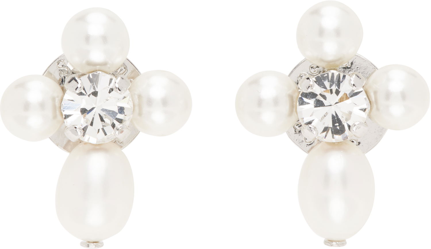 Náušnice Simone Rocha Simone Rocha Pebble Pearl Crystal Cluster Drop Earrings Biela | ERG535 0913, 0