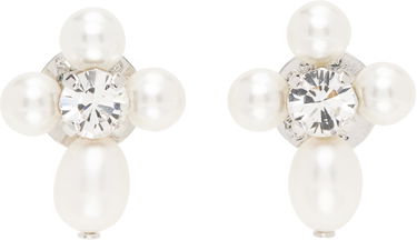 Náušnice Simone Rocha Simone Rocha Pebble Pearl Crystal Cluster Drop Earrings Biela | ERG535 0913, 0