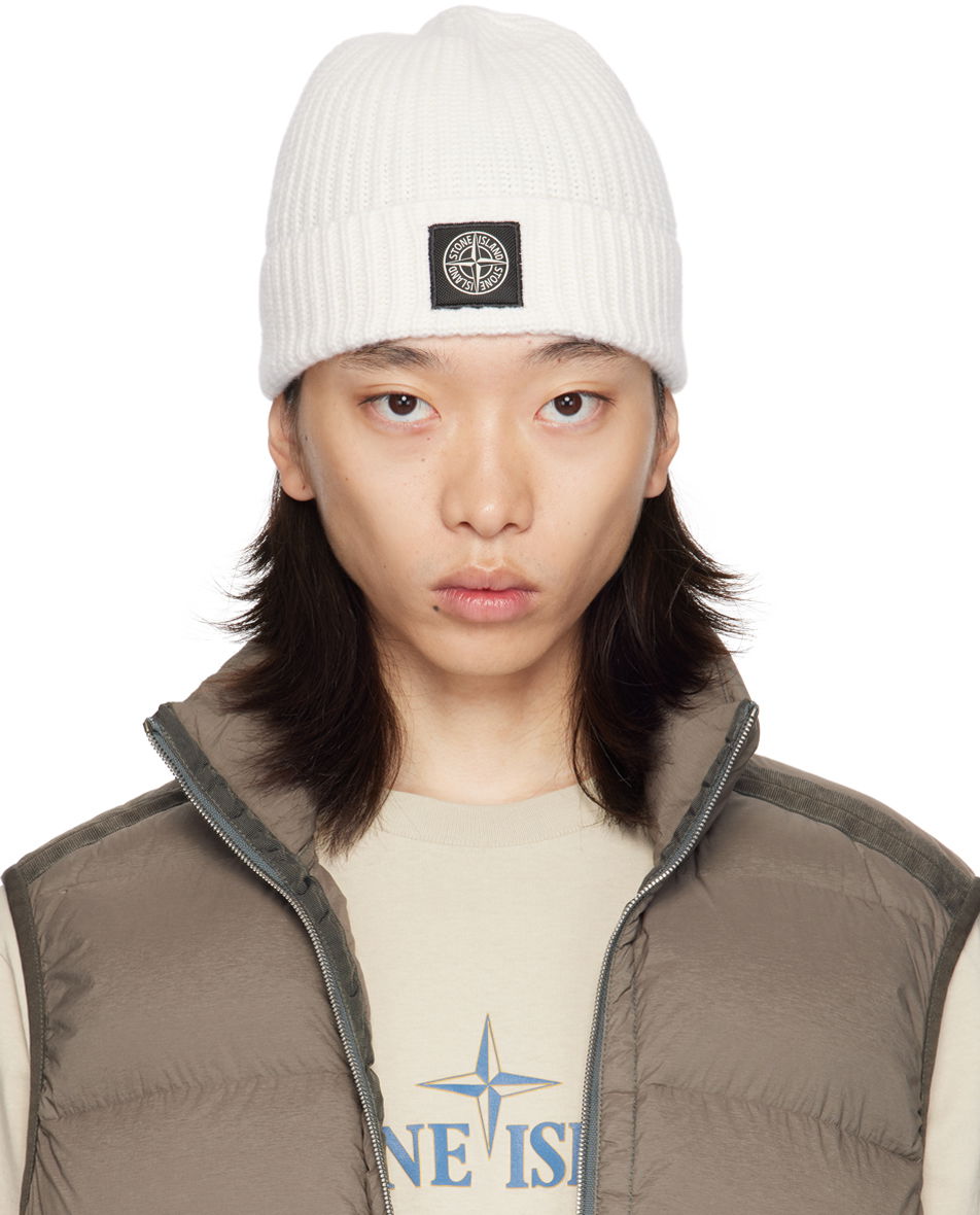 Kulicha Stone Island Off-White Knitted Badge Beanie Biela | 8115N10B5, 0