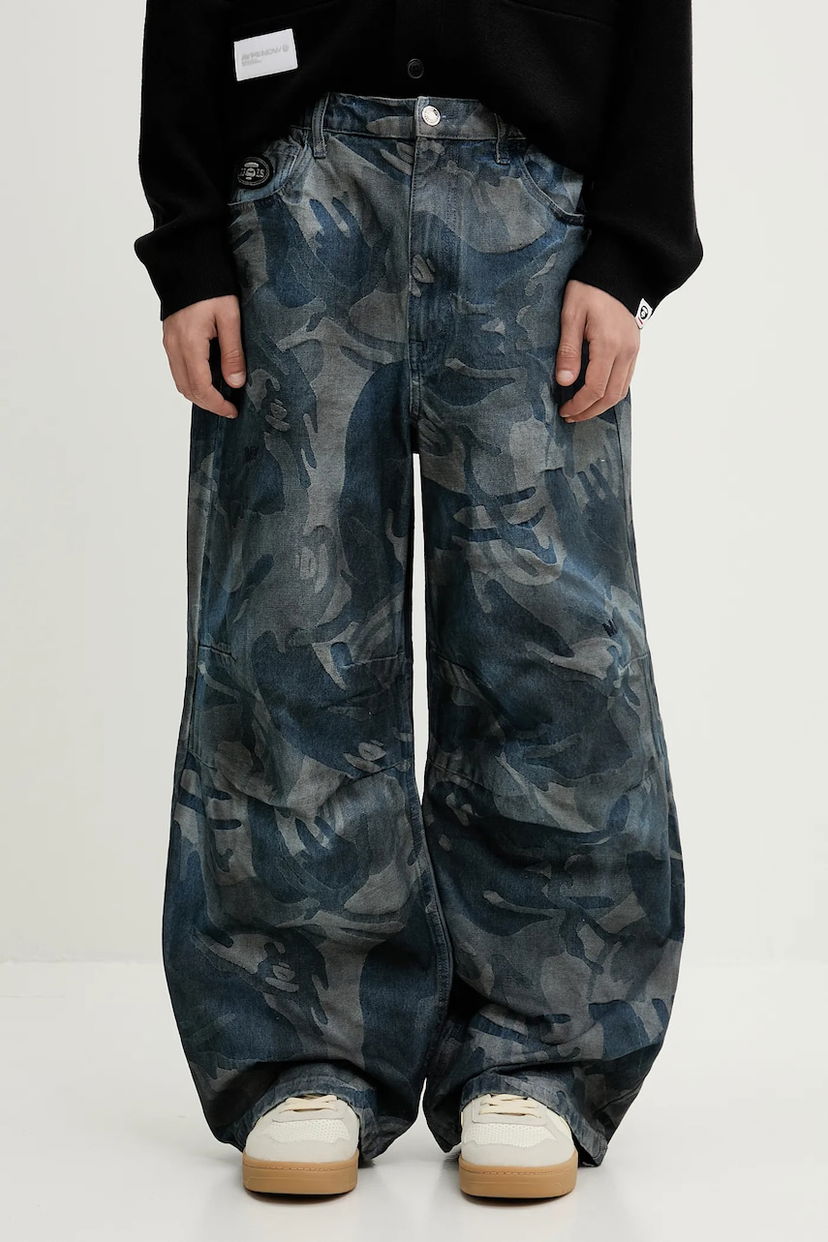 Džínsy AAPE by A Bathing Ape AAPE Main Woven Camo Jeans Modrá | AAPPTMB681XAO