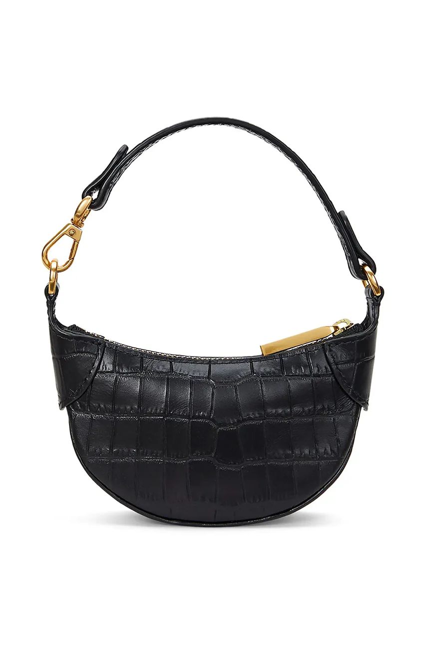 Kabelka Polo by Ralph Lauren Croc-Embossed Leather Shoulder Bag Čierna | 427952660, 1