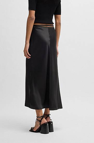 Sukňa BOSS Satin A-Line Midi Skirt with Waist Trim Čierna | 50536435, 1