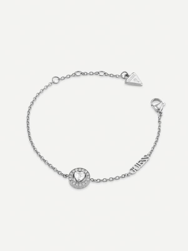 Náramok GUESS Silver-Tone Chain Bracelet With Crystal Accents Metalická | JUBB04668JW, 0