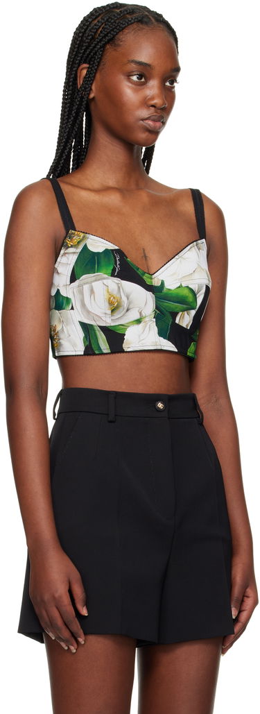 Crop Top Dolce & Gabbana Dolce&Gabbana Gardenia Print Crop Tank Top Čierna | F7T18T FSSK2, 1