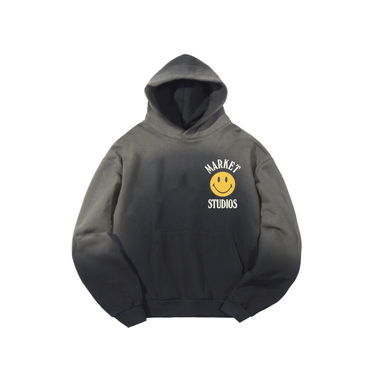 Mikina MARKET Smiley Upside Down Lock-up Hoodie Čierna | HD0386-BLACK, 0