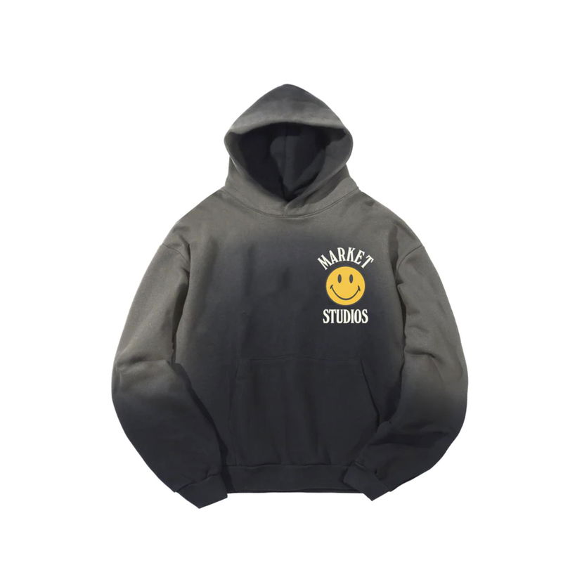 Mikina MARKET Smiley Upside Down Lock-up Hoodie Čierna | HD0386-BLACK