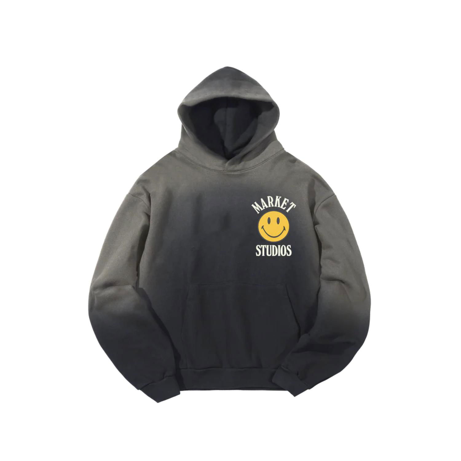 Mikina MARKET Smiley Upside Down Lock-up Hoodie Čierna | HD0386-BLACK, 0