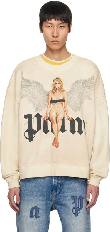 Mikina Palm Angels Palm Angels Pin Up Graphic Sweatshirt Béžová | PMBA080S25FLE0020B10, 0