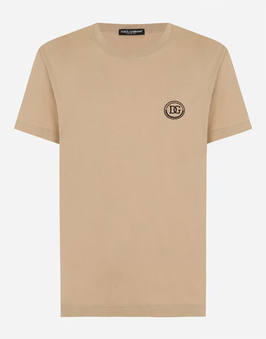 Tričko Dolce & Gabbana Short-sleeved T-shirt With Dg Embroidery Béžová | G8RN8ZG7M8XM0464, 0