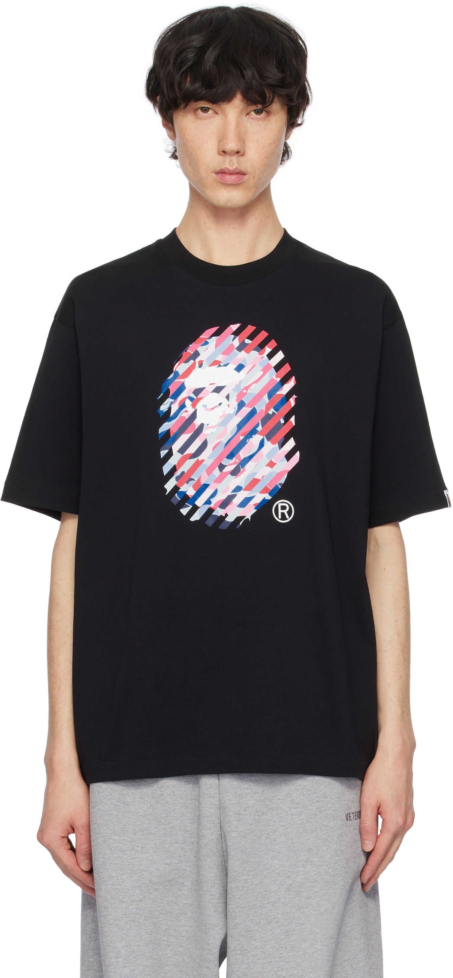 Tričko BAPE Camo Illusion Ape Head Relaxed Fit T-shirt Čierna | 001TEK801344M, 0