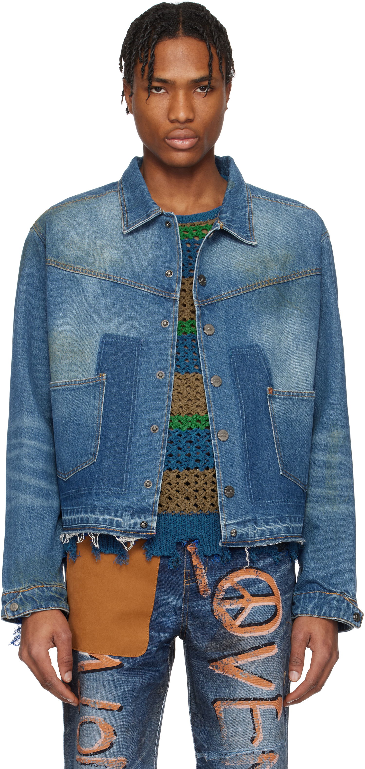 Bunda Andersson Bell Andersson Bell Rodeo Motorcycle Denim Jacket Modrá | awa676m, 0