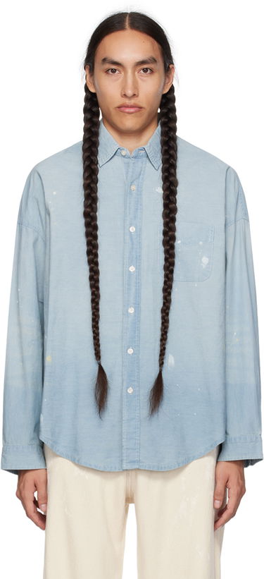 Košeľa R13 R13 Paint Splatter Button-Up Shirt Modrá | R13WD170-D136A, 0