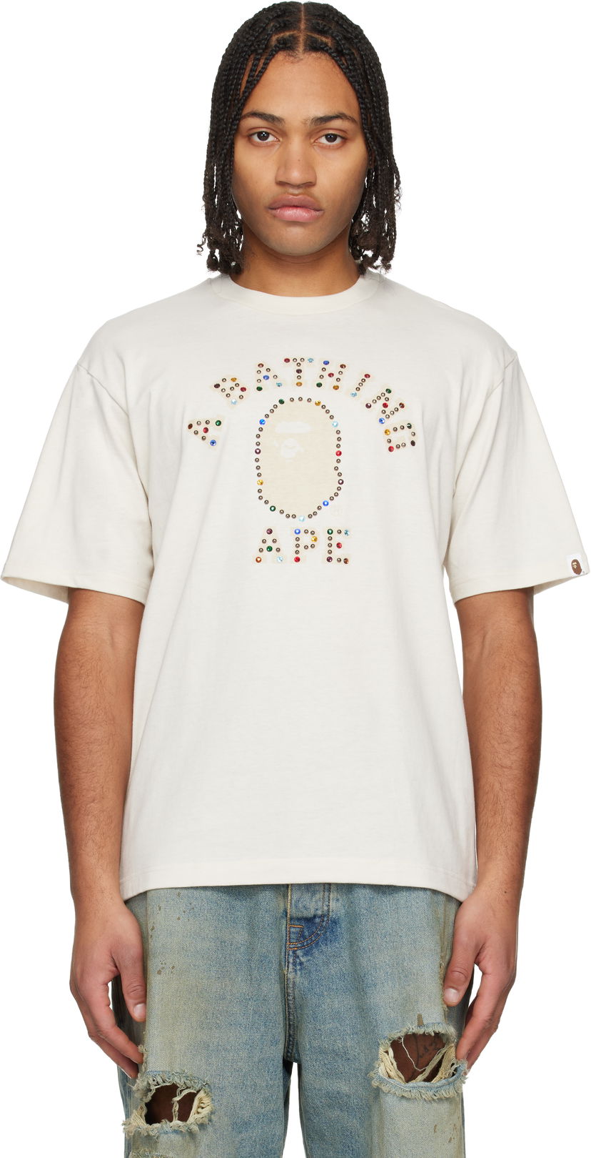 Tričko BAPE Stone College Relaxed Fit T-shirt Béžová | 001CSL801014M