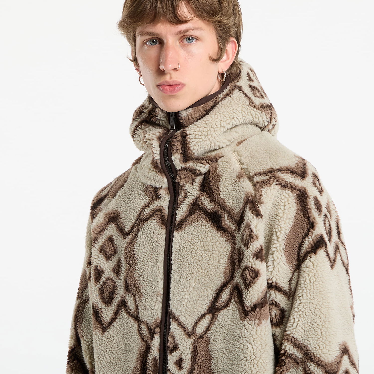 Mikina DAILY PAPER Daily Paper Burned Shield Sherpa Hoodie Béžová | 2521134, 1
