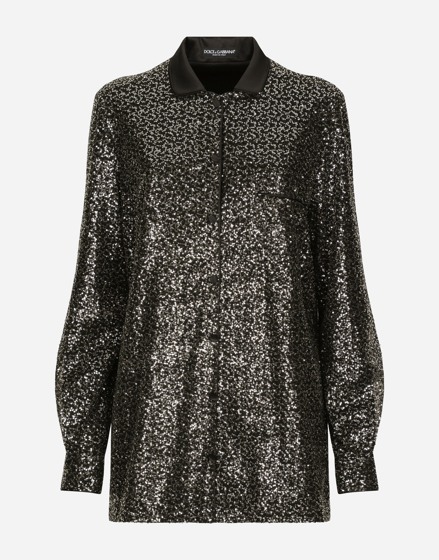Košeľa Dolce & Gabbana Sequined Long Sleeve Shirt Čierna | F5G56TGDB5GS9000, 0