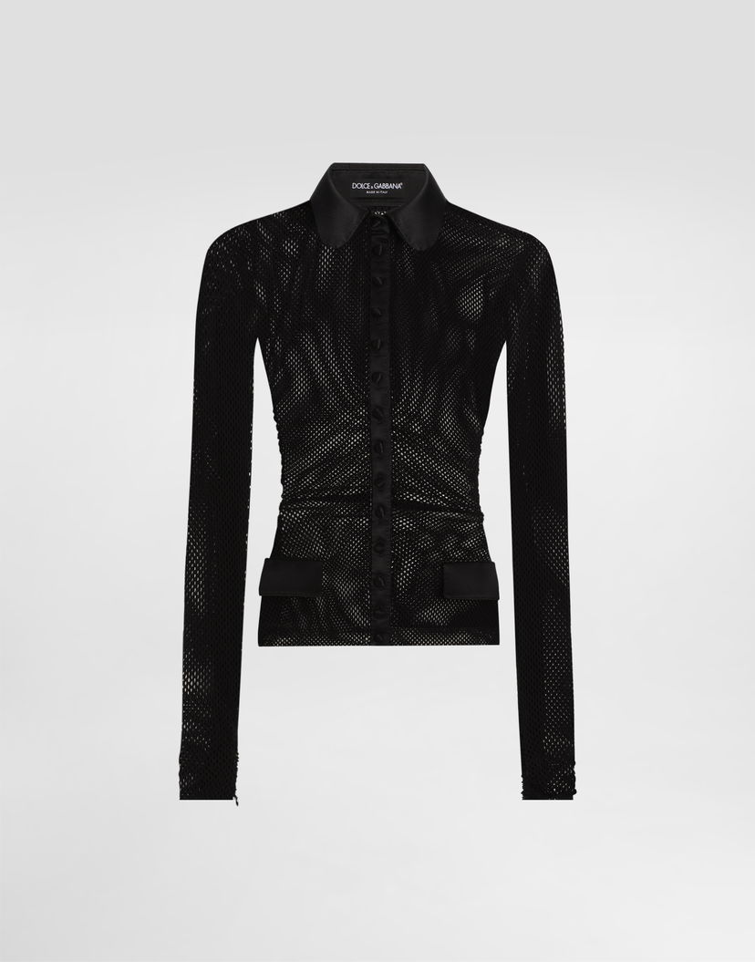 Košeľa Dolce & Gabbana Dolce & Gabbana Mesh Long Sleeve Shirt Jacket Čierna | F27EQTFLREPN0000