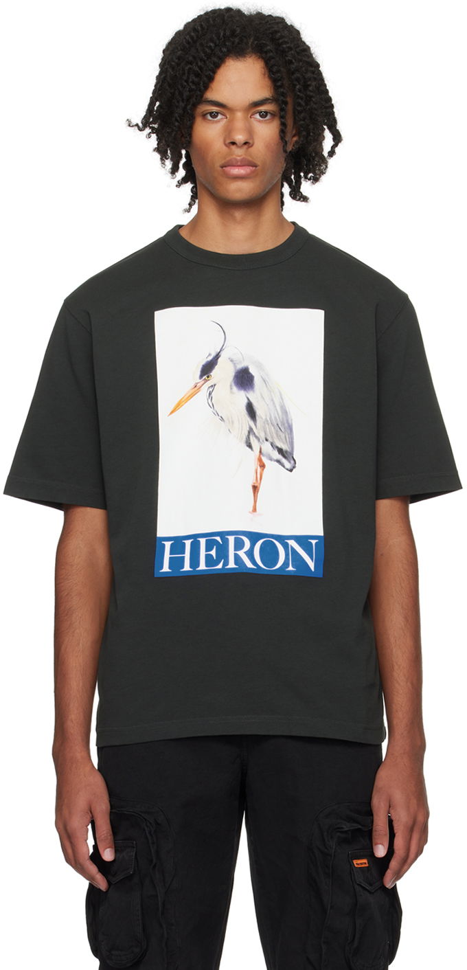 Tričko HERON PRESTON Bird Painted T-Shirt Čierna | HMAA032F23JER0041046, 0