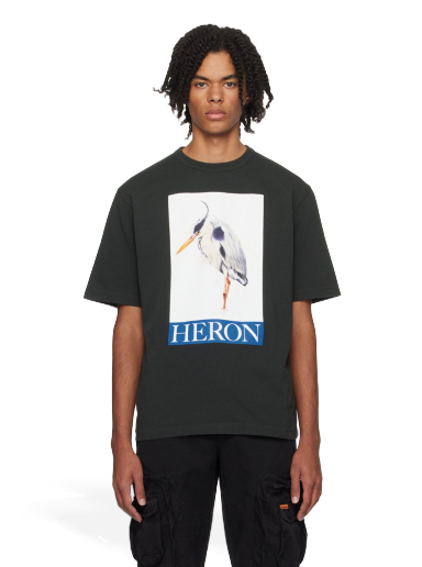 Tričko HERON PRESTON Bird Painted T-Shirt Čierna | HMAA032F23JER0041046
