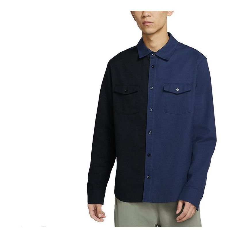 Košeľa Nike SB SB Splicing Long Sleeve Shirt Modrá | DA4168-410