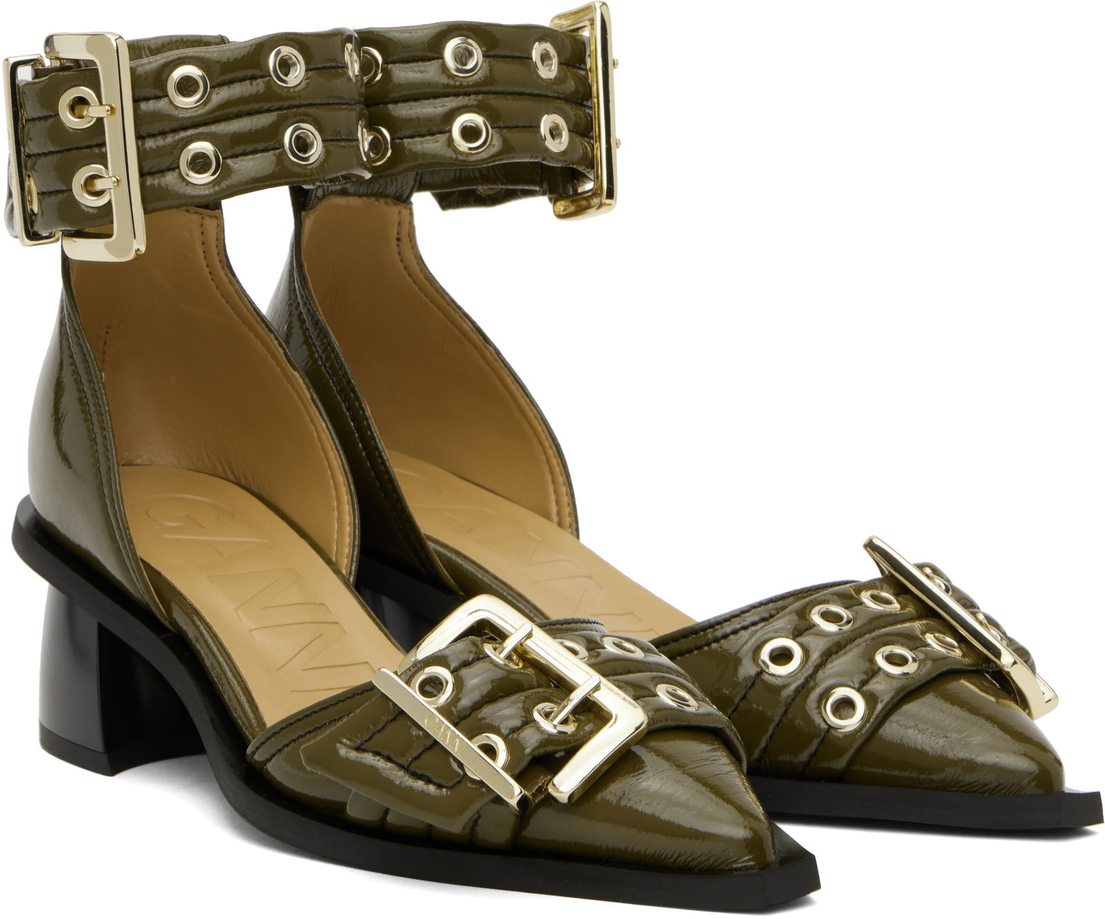 GANNI Buckle Open Cut Heels