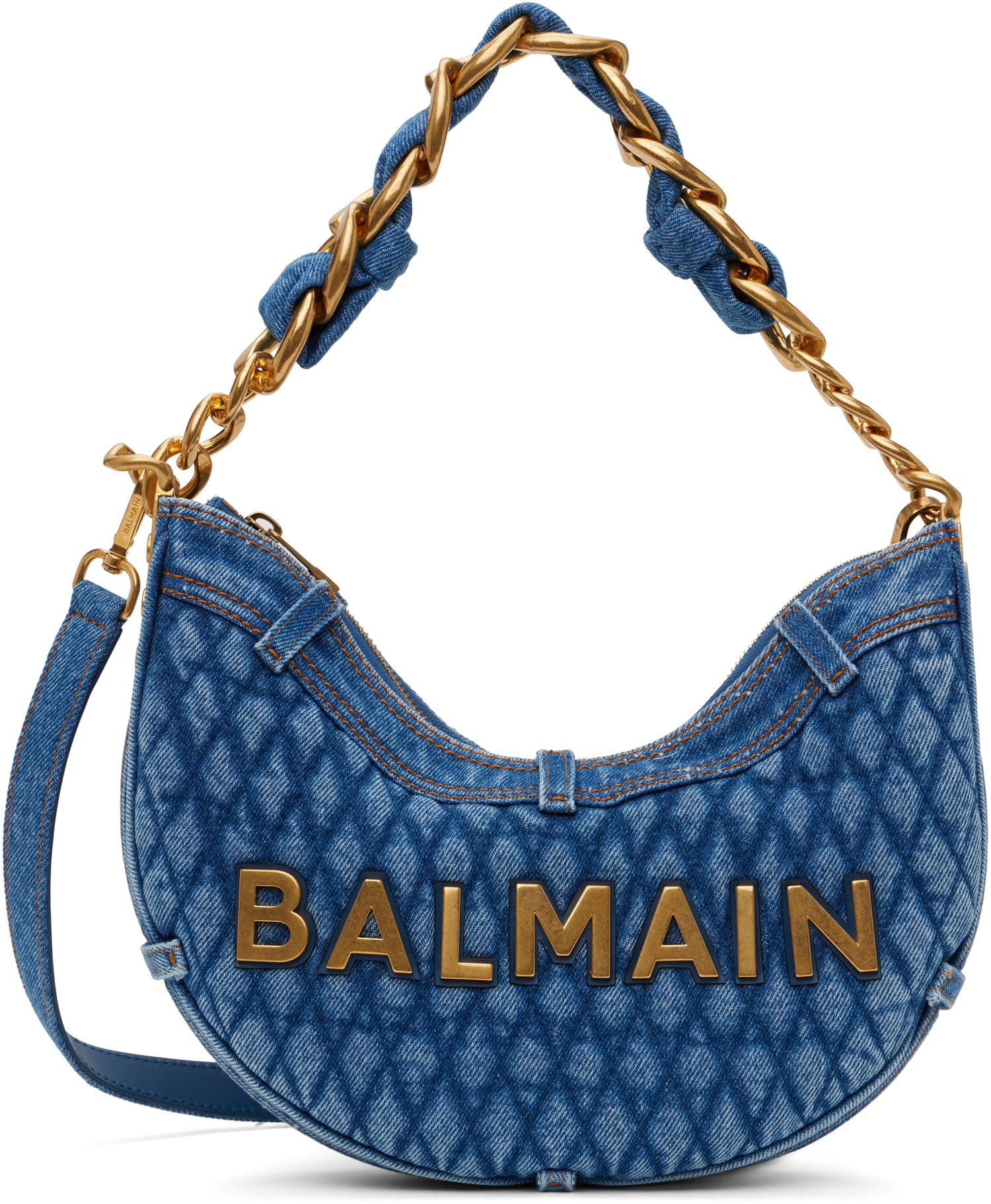Kabelka Balmain Balmain 1945 Soft Moon Denim Shoulder Bag Modrá | EN1BQ954TTSD, 0
