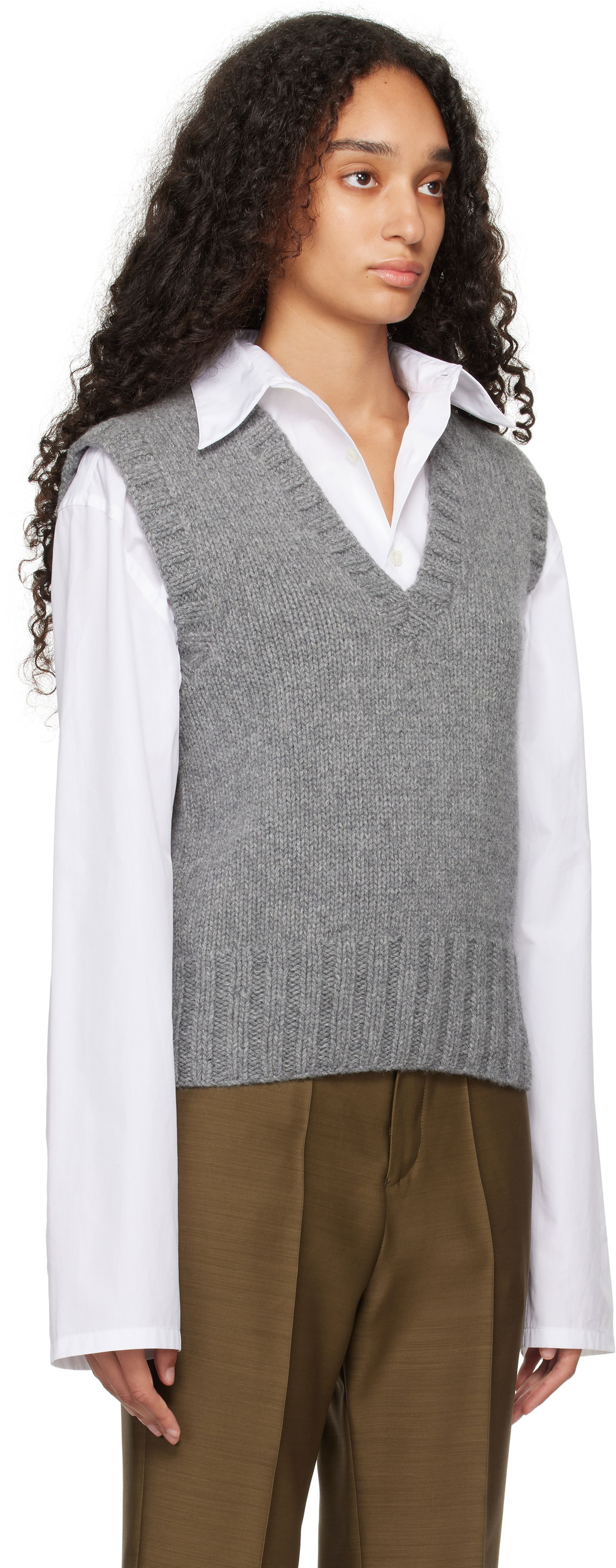 Sveter YMC Heidi Knit Vest Šedá | Q8XAO, 1