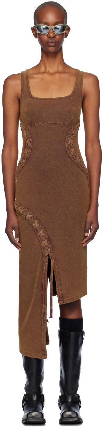 Šaty Feng Chen Wang Feng Chen Wang Lace Knit Midi Dress Hnedá | FWF18DR02C, 0