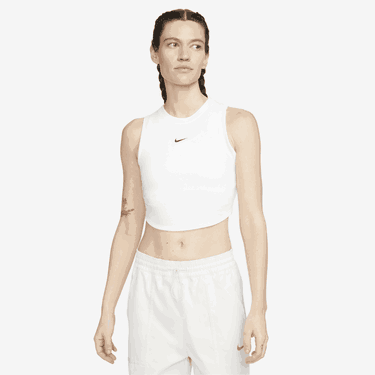 Tielko Nike Sportswear Essentials Women's Ribbed Cropped Tank Top Biela | FB8279-100, 0