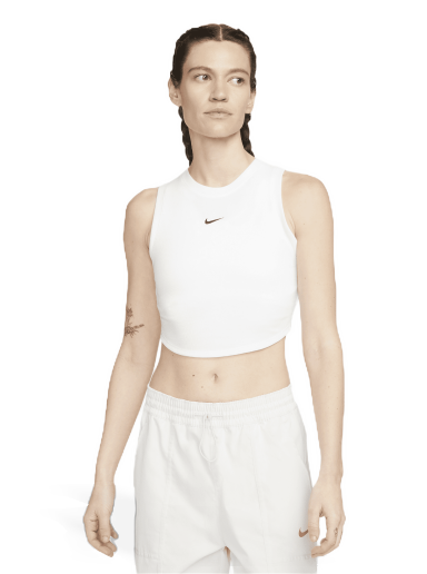 Tielko Nike Sportswear Essentials Women's Ribbed Cropped Tank Top Biela | FB8279-100