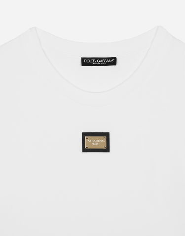 Tričko Dolce & Gabbana Cotton Jersey T-shirt With Dg Logo Tag Biela | F8N08TFU7EQW0800, 2
