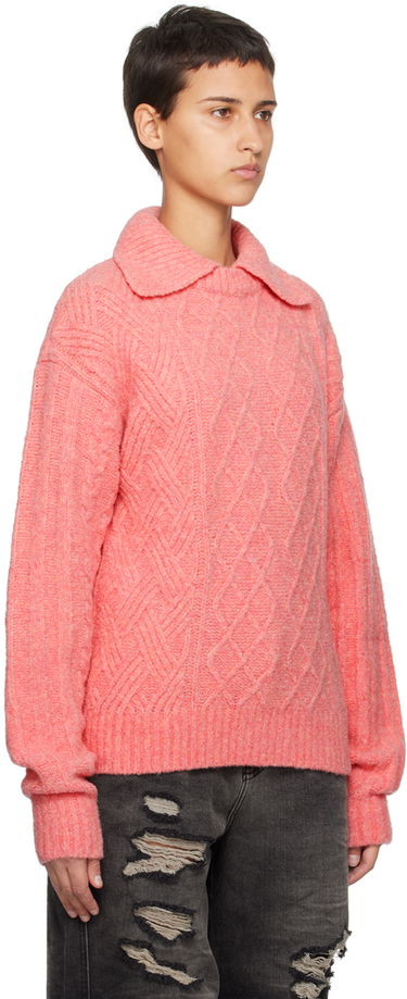 Sveter ADER ERROR Long Sleeve Cable Knit Polo Sweater Ružová | BMADFWKT0102PK, 1