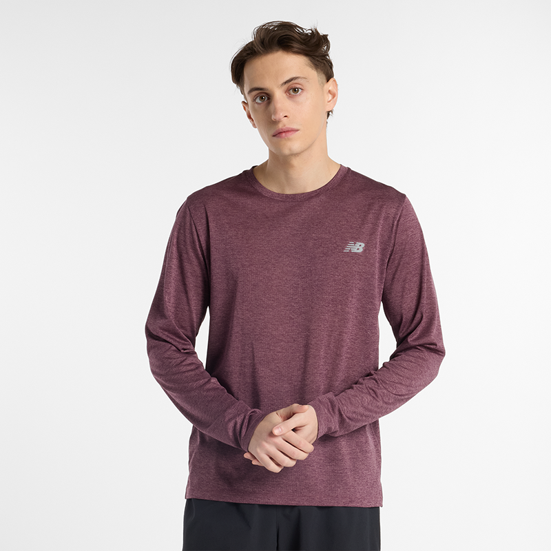 Tričko New Balance Men's Long Sleeve Running T-Shirt MT41256 Vínová | NBMT41256FDP, 0