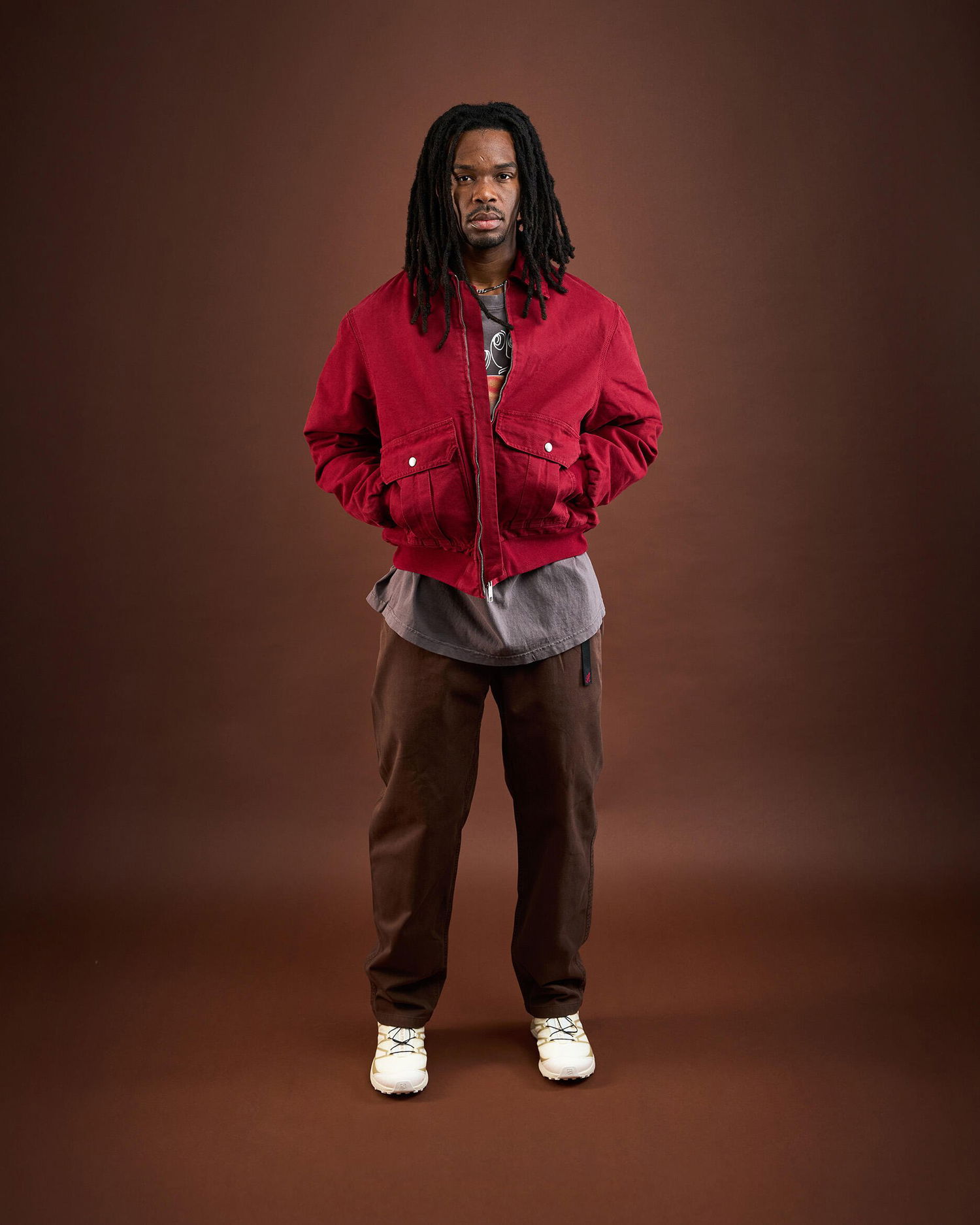 Bomber bunda Carhartt WIP Stanton Collared Full-Zip Bomber Jacket Červená | I035617.H806, 1