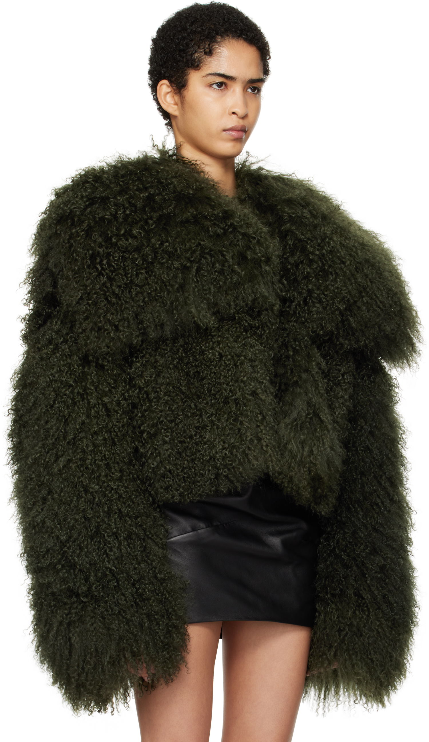 Bunda The Attico Attico Cropped Shearling Jacket Zelené | 250WCB00081 LBT044AA, 1