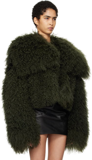Bunda The Attico Attico Cropped Shearling Jacket Zelené | 250WCB00081 LBT044AA, 1