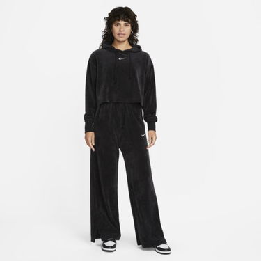 Mikina Nike Velour Cropped Pullover Hoodie Čierna | DQ5927-010, 0