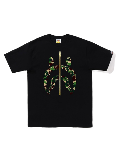 Tričko BAPE ABC Camo Gold Zip Shark Tee Čierna | 1I70-110-016