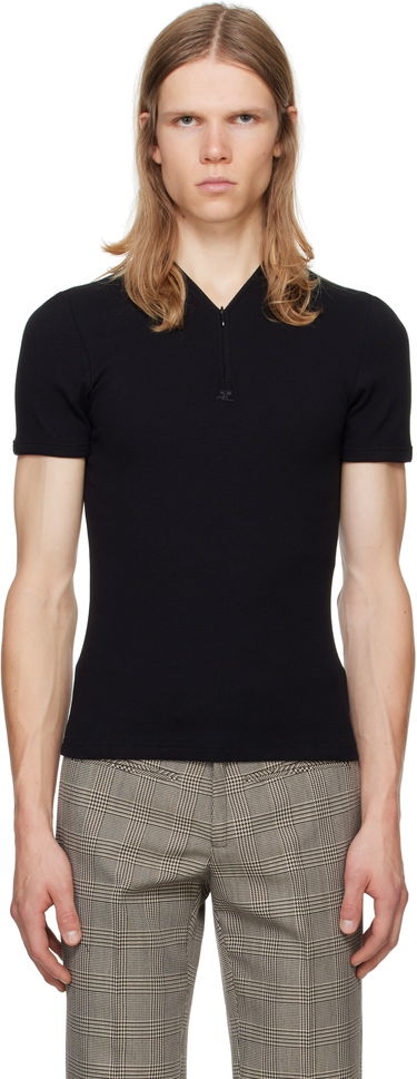 Tričko Courrèges 90's Rib Zipped T-Shirt Čierna | 324JTS145JS0121, 0