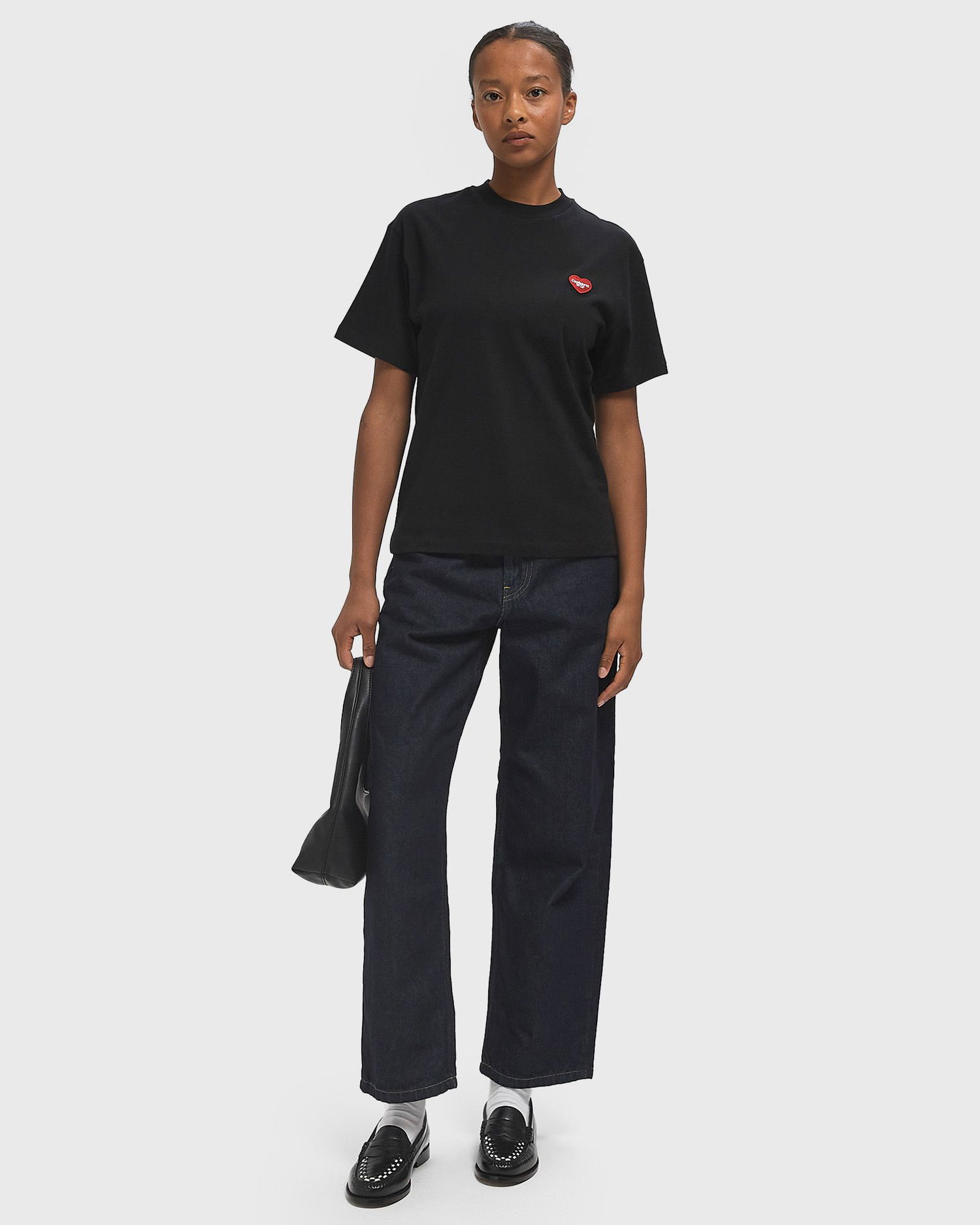 Tričko Carhartt WIP Women's Short Sleeve Heart Patch T-Shirt Čierna | I032318-1V2.XX, 1