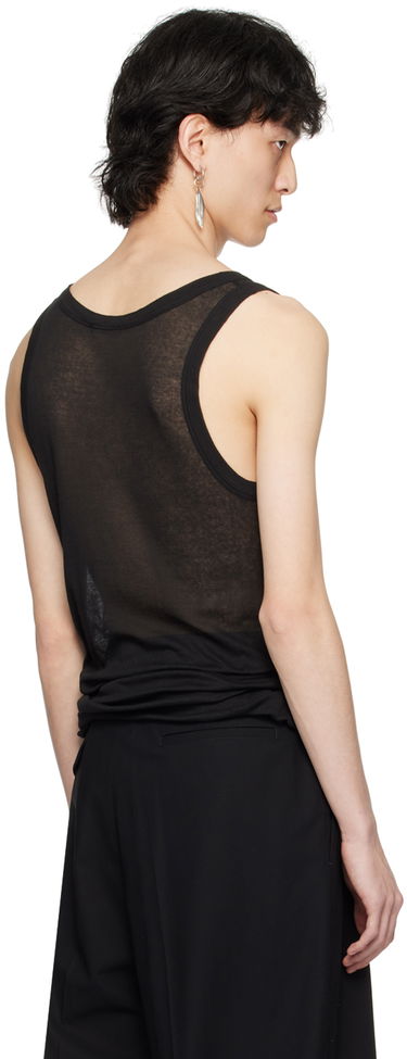 Tielko Ann Demeulemeester Sheer Tie Detail Tank Top Čierna | 2401-M-JTO20-FA434-099, 2